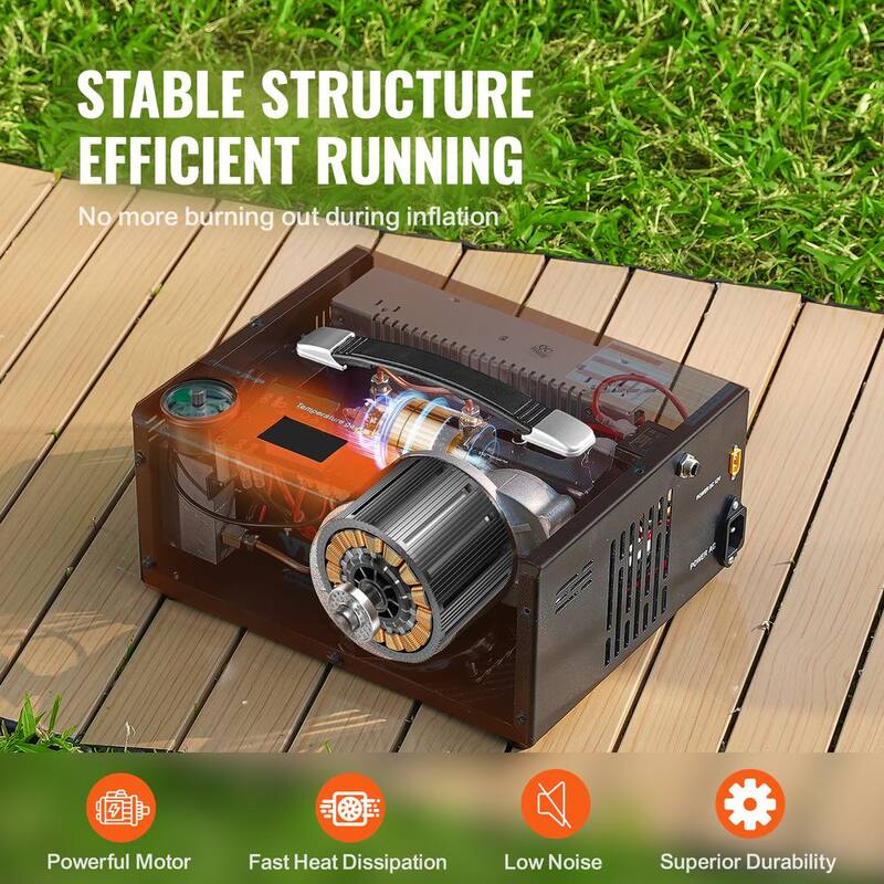 VEVOR PCP Air Rifle Pump 0.4 Gal. 4500 Psi Portable Electric Pancake Air Compressor Auto-stop with Built-in Adapter LED Light - GYDQBZT0000000001V1