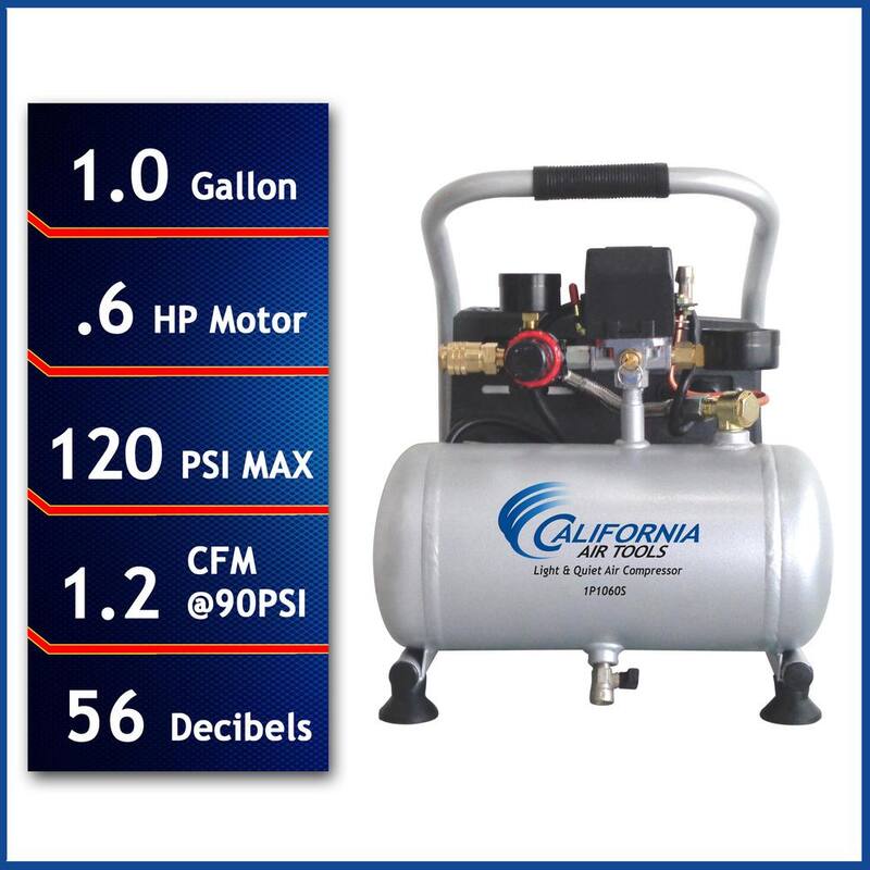 California Air Tools 1.0 Gal. Light and Quiet Steel Tank Electric Portable Air Compressor - 1P1060S