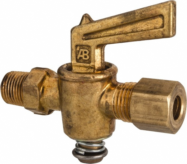 Parker 1/8" Pipe, 1/4" Tube, Compression Pipe to Male Pipe Drain Cock & Shutoff Valve - V304C-4-2