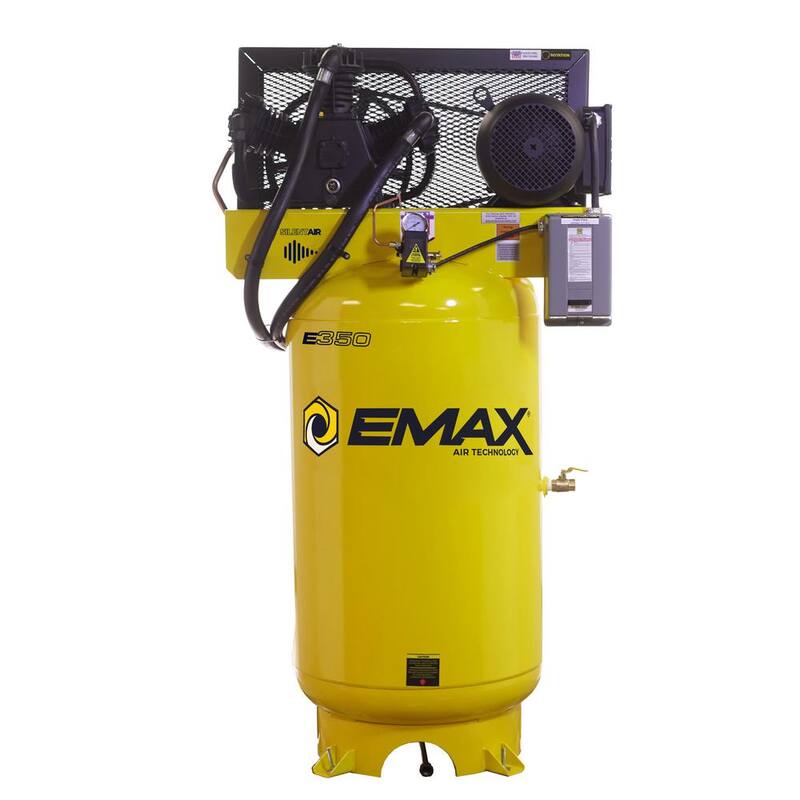 EMAX 80 Gal. 7.5 HP 3-Cylinder 1-Phase 175 PSI Silent Air Electric Air Compressor with Isolator Pads and Auto Drain - HES07V080Y1