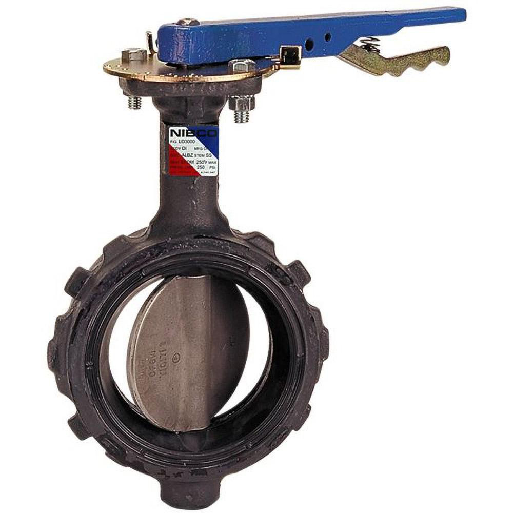 NIBCO Manual Lug Butterfly Valve: 5" Pipe, Lever Handle - NLG243J
