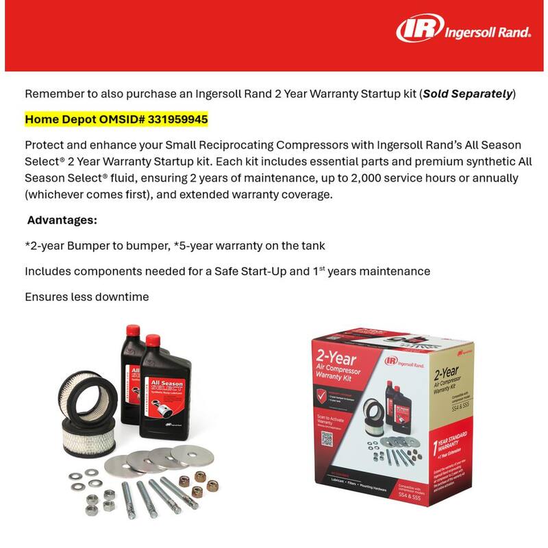 Ingersoll Rand Reciprocating 60 Gal. 5 HP Electric 230-Volt with Single Phase Air Compressor - SS5L5