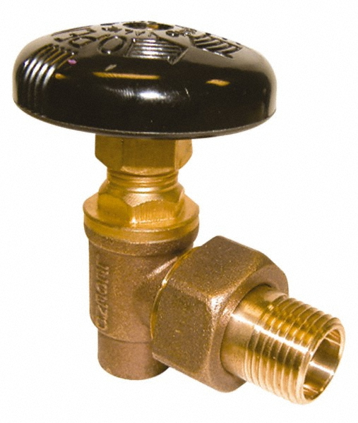 Legend Valve 1/2" Pipe, 60 psi WOG Rating, Soldered x Male Union End Connections, Handwheel Hot Water Angle Radiator Valve - 110-123