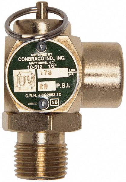 Conbraco ASME Safety Relief Valve: 3/4" Inlet, 35 Max psi - 10-104-06