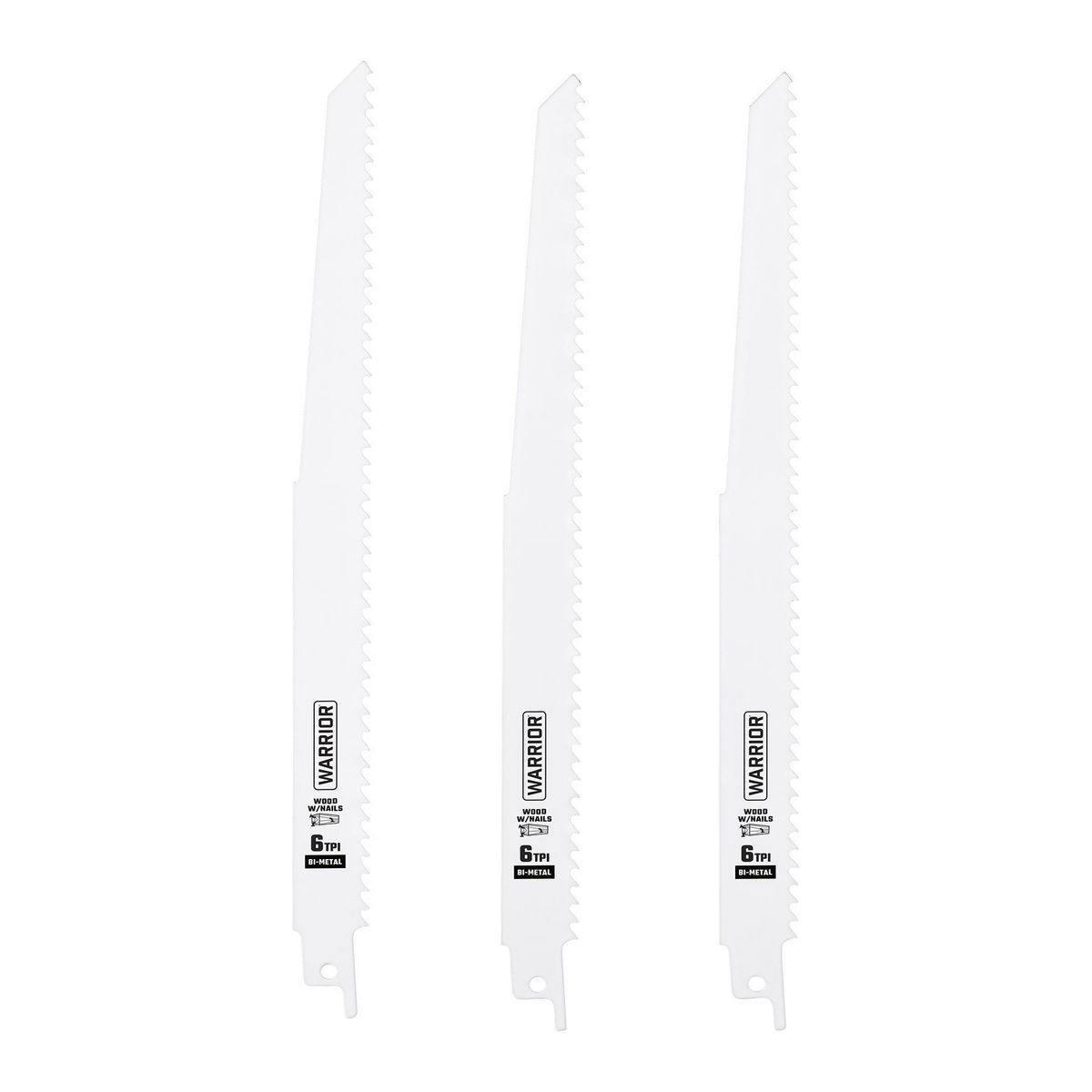Conjunto de hojas de sierra reciproca bimetálicas de uso general Warrior de 6 pulgadas y 9 pulgadas, 15 piezas - 68043