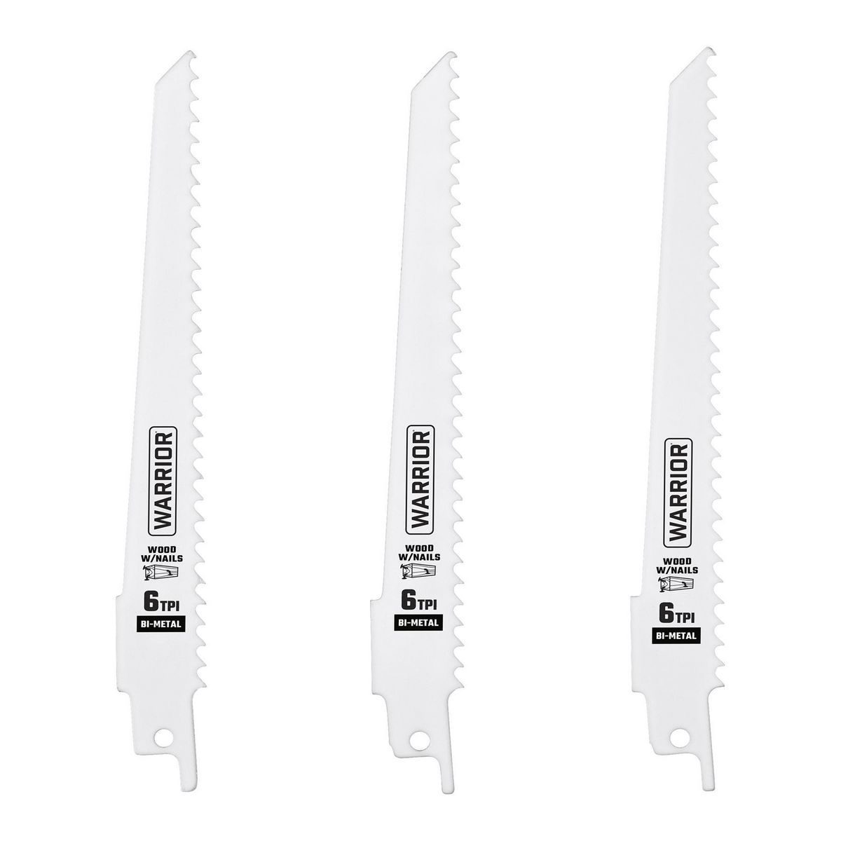 Conjunto de hojas de sierra reciproca bimetálicas de uso general Warrior de 6 pulgadas y 9 pulgadas, 15 piezas - 68043