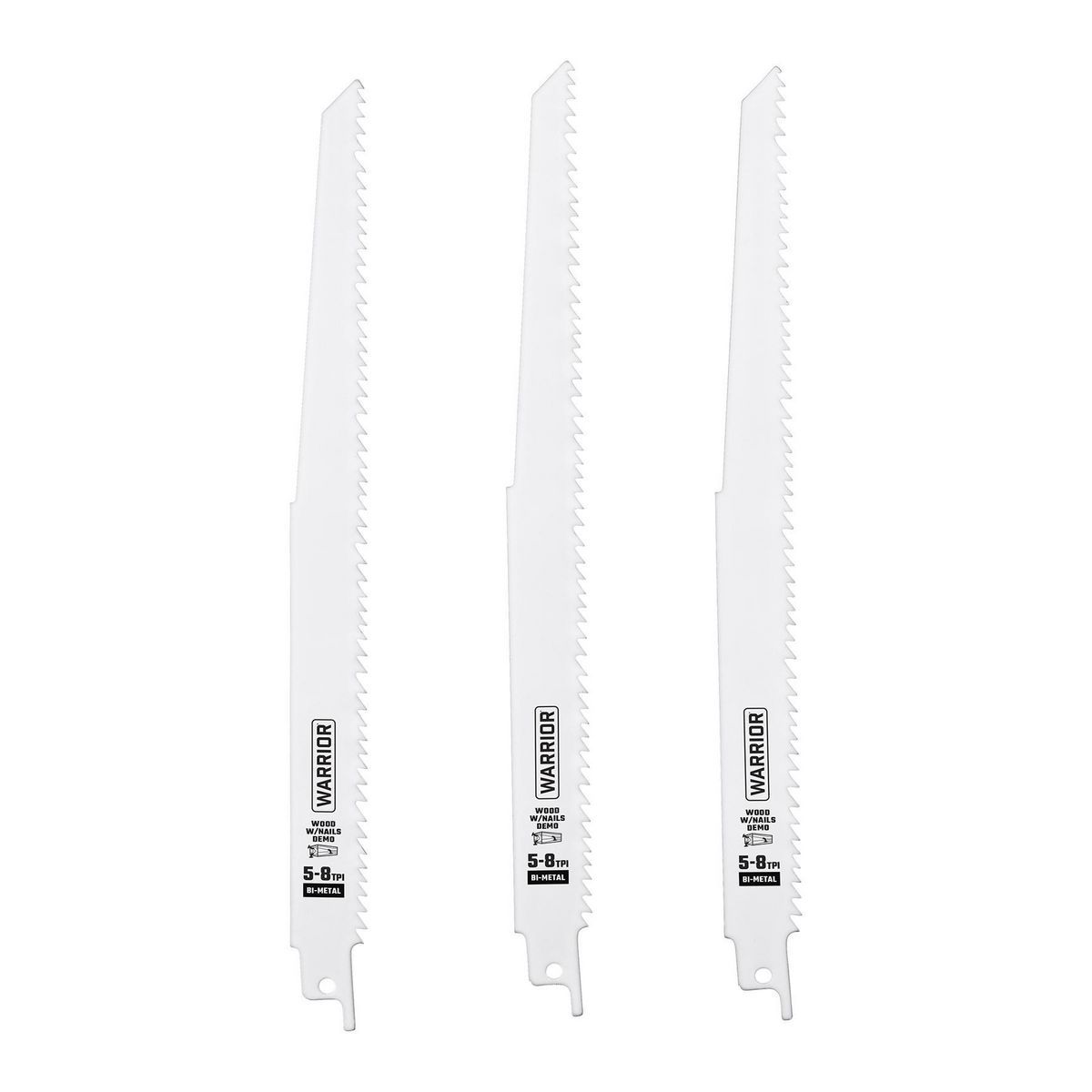 Conjunto de hojas de sierra reciproca bimetálicas de uso general Warrior de 6 pulgadas y 9 pulgadas, 15 piezas - 68043
