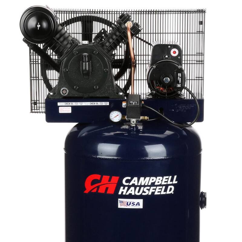 Campbell Hausfeld 80 Gal. Vertical Two Stage Stationary Electric Air Compressor 14CFM 5HP 230V 1PH (HS5180) - HS5180