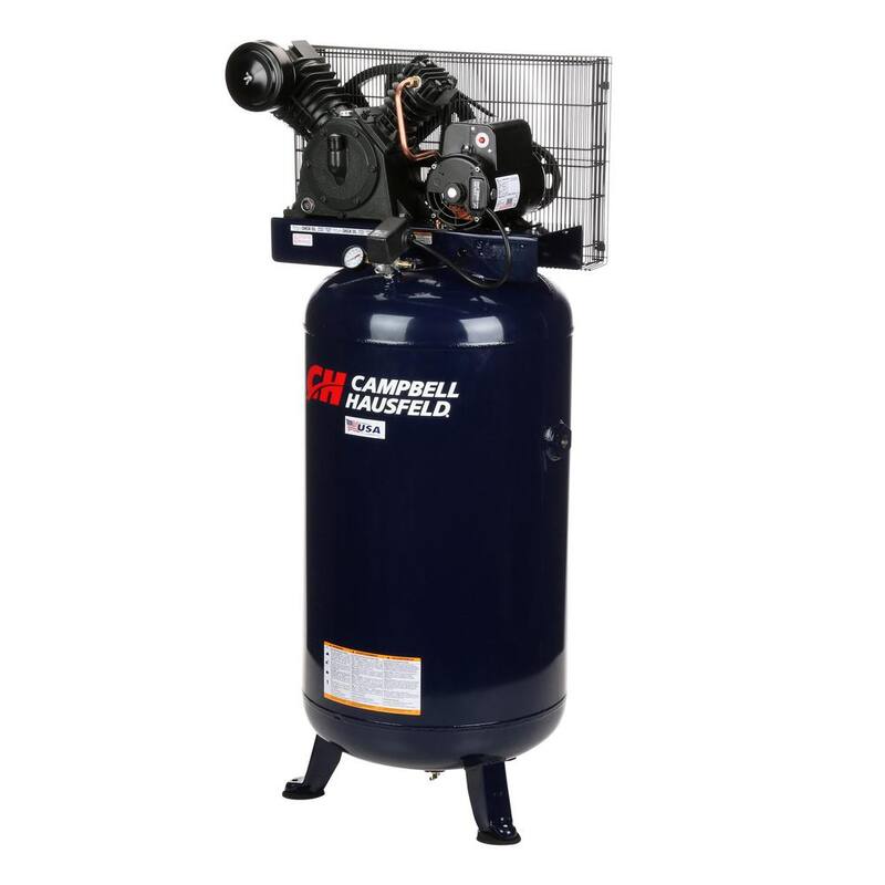 Campbell Hausfeld 80 Gal. Vertical Two Stage Stationary Electric Air Compressor 14CFM 5HP 230V 1PH (HS5180) - HS5180
