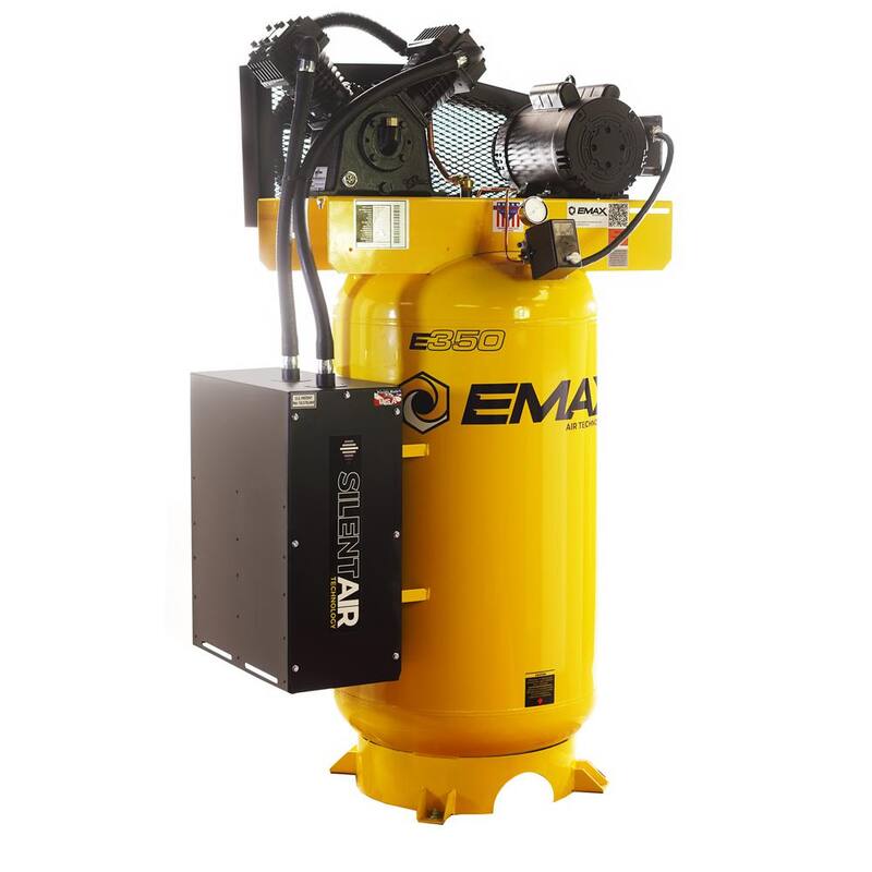 EMAX 80 Gal. 175 PSI  5 HP 2-Cylinder 1-Phase Silent Air Electric Air Compressor with Isolator Pads and Auto Drain - HES05V080V1