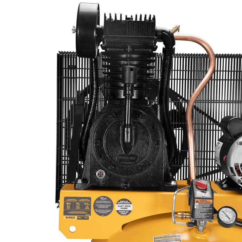 DEWALT 80 Gal. 175 Maximum PSI, Stationary, Electric, Oil Lubricated Vertical Air Compressor, 14.6 SCFM at 100 PSI, 5.0 HP - DXCM803.COM