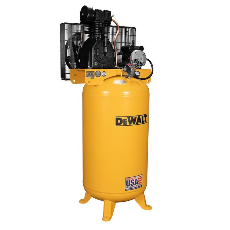 DEWALT 80 Gal. 175 Maximum PSI, Stationary, Electric, Oil Lubricated Vertical Air Compressor, 14.6 SCFM at 100 PSI, 5.0 HP - DXCM803.COM