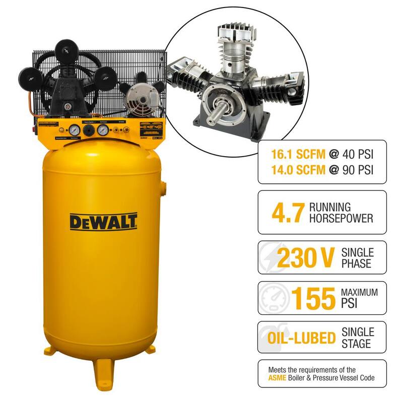 DEWALT 80 Gal. Vertical Stationary Electric Air Compressor - DXCMLA4708065