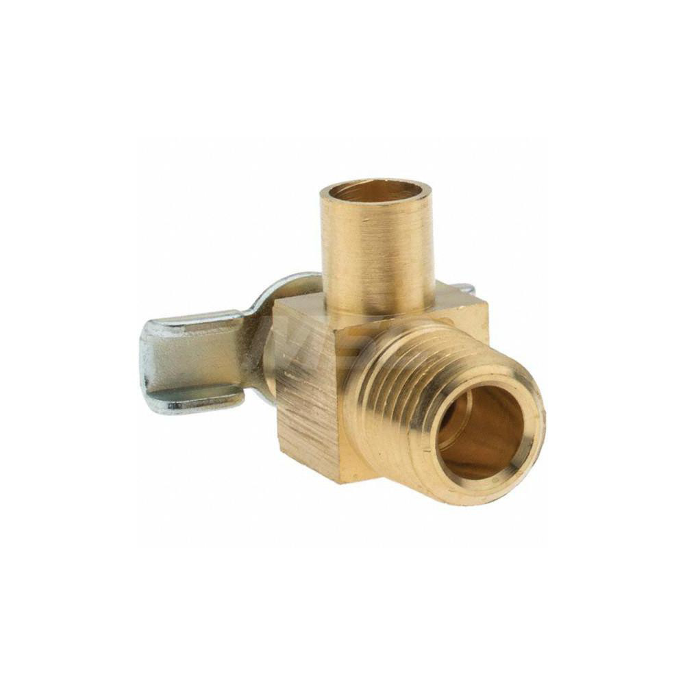 Parker 1/4" Pipe, 3/8" Tube, Tube to Male Pipe Drain Cock & Shutoff Valve - 11138