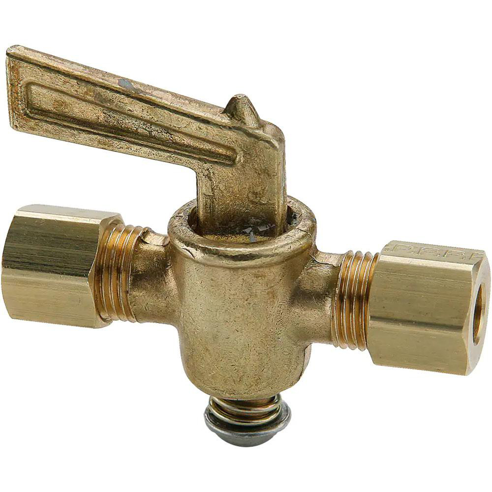 Parker 3/8" Tube, Compression Pipe to Compression Pipe Drain Cock & Shutoff Valve - V303C-6-6