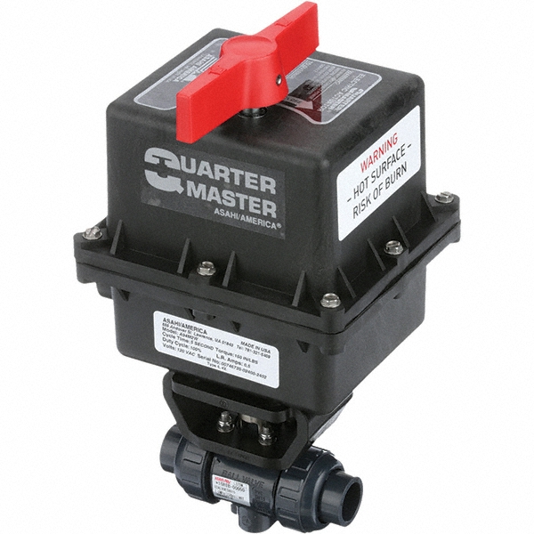 Asahi Motorized Automatic Ball Valve: 1" Pipe, Polyvinylchloride - 2901010