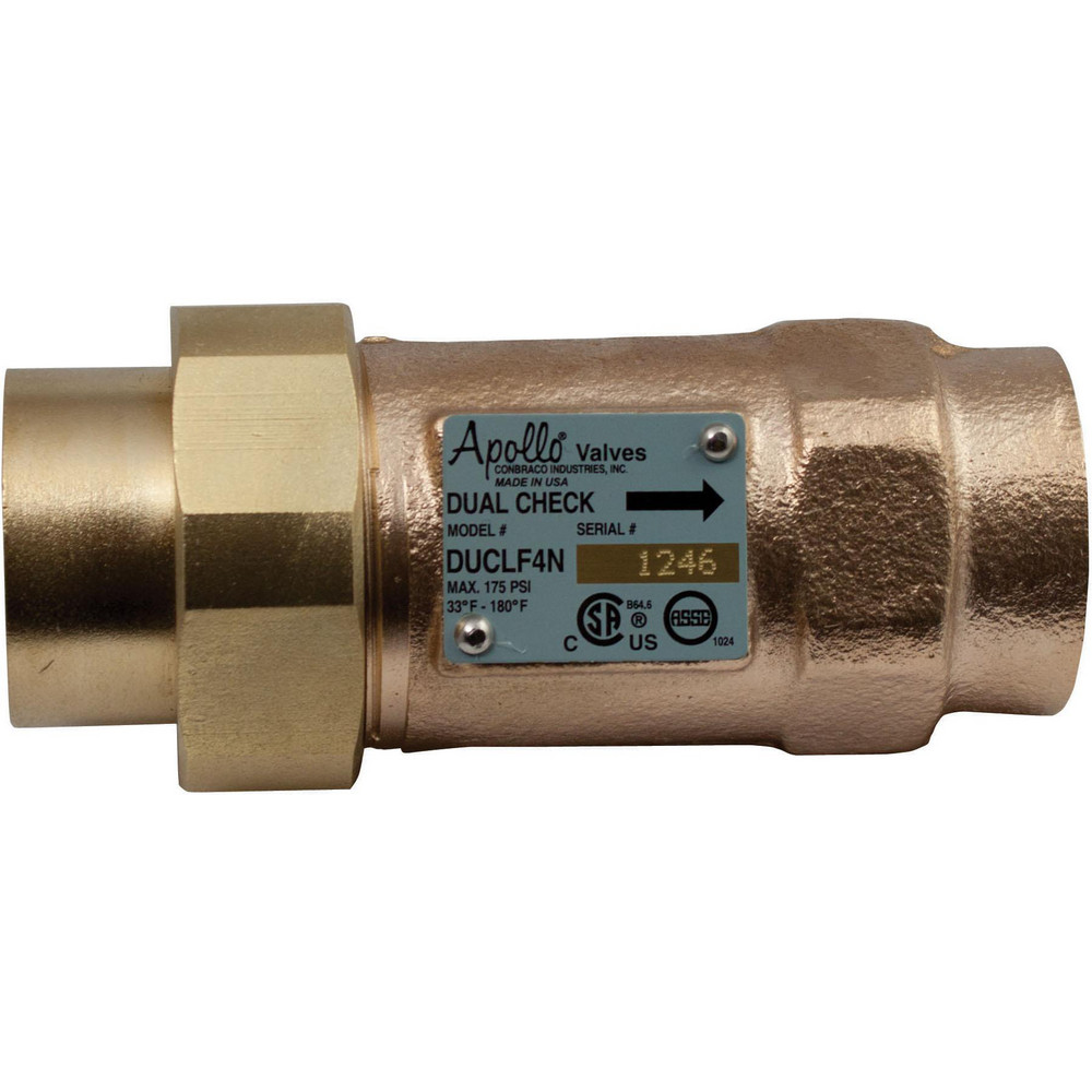 Legend Valve 1 Thread, 150 psi WOG Rating, Brass Dual Check Backflow Preventer Valve - 115-105NL