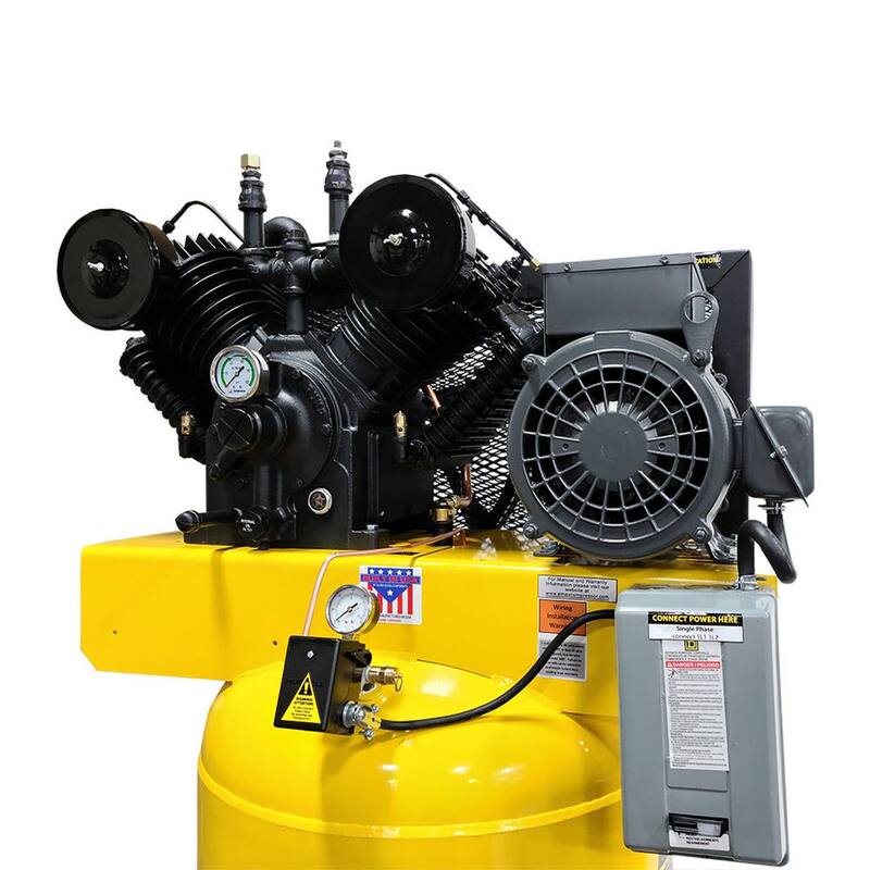 EMAX Industrial E350 Series 80 Gal.175 psi 7.5 HP 31 CFM 1-Phase 2-Stage Vertical Industrial Electric Air Compressor - HI07V080V1