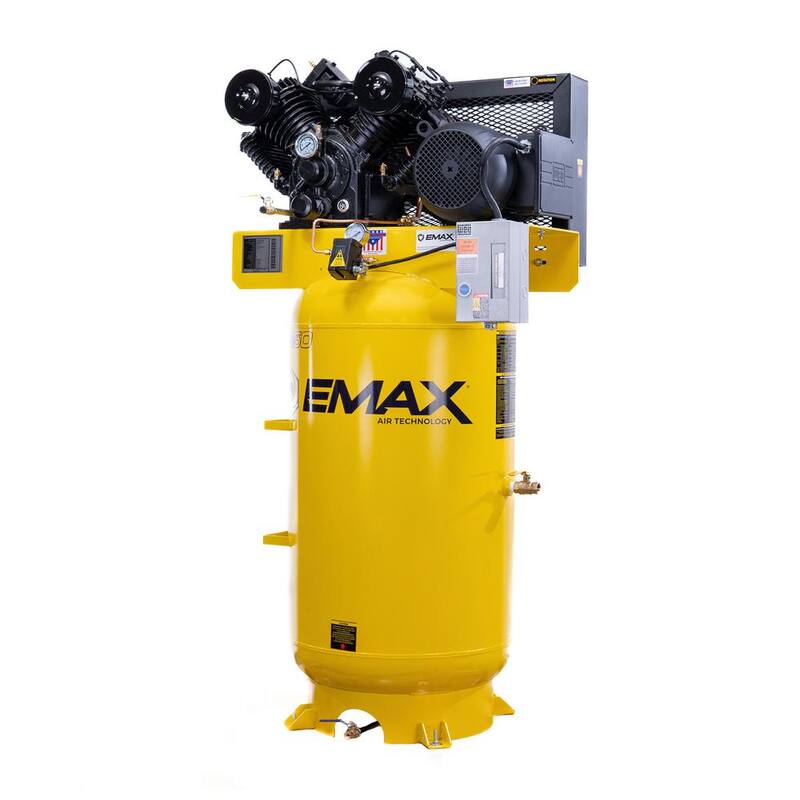 EMAX Industrial E350 Series 80 Gal.175 psi 7.5 HP 31 CFM 1-Phase 2-Stage Vertical Industrial Electric Air Compressor - HI07V080V1