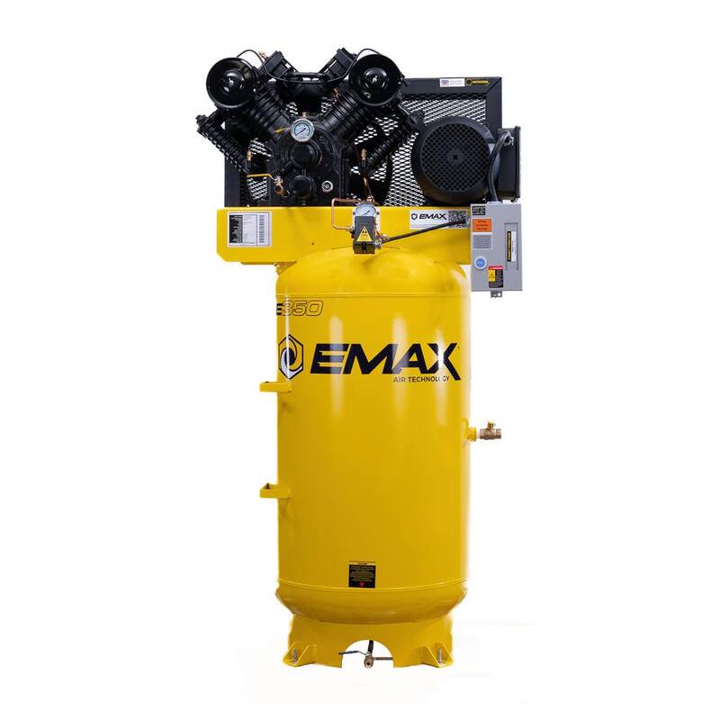 EMAX Industrial E350 Series 80 Gal.175 psi 7.5 HP 31 CFM 1-Phase 2-Stage Vertical Industrial Electric Air Compressor - HI07V080V1