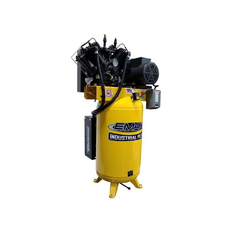EMAX Silent Air Industrial E450 Series 80 Gal. 175 psi 10 HP 38 CFM 1-Phase 2-Stage Stationary Electric Air Compressor - HSP10V080V1