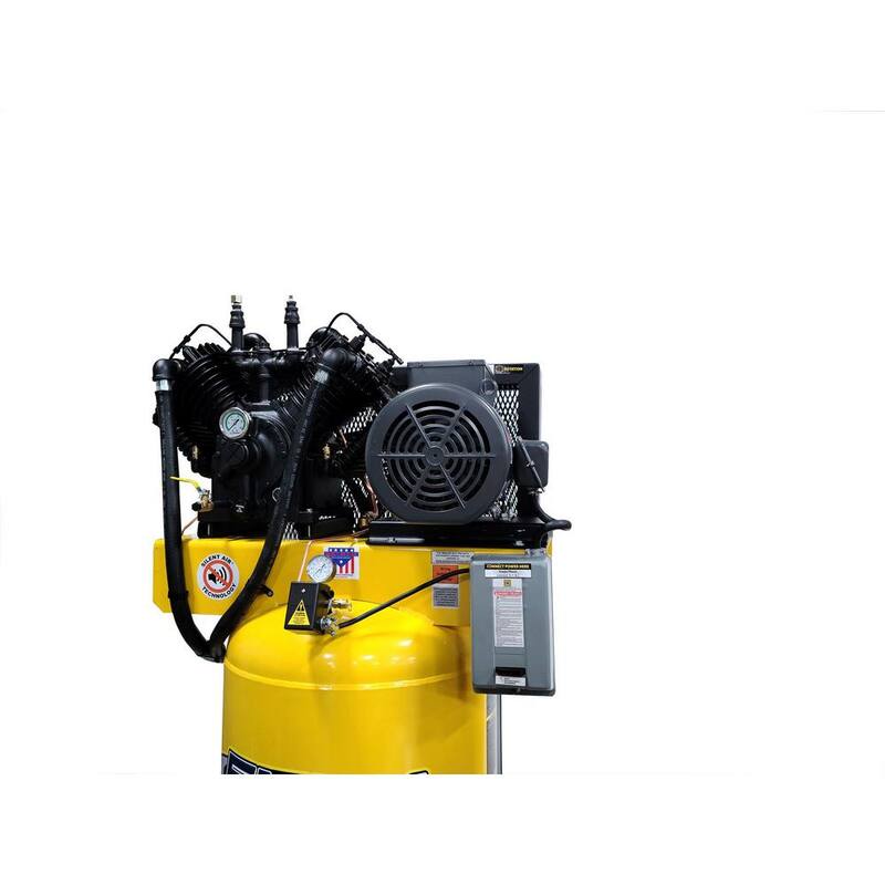 EMAX Silent Air Industrial E450 Series 80 Gal. 175 psi 10 HP 38 CFM 1-Phase 2-Stage Stationary Electric Air Compressor - HSP10V080V1