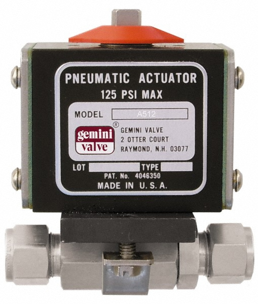 Gemini Valve Motorized Automatic Ball Valve: 3/8" Pipe, Stainless Steel - 87M66N512ADP55