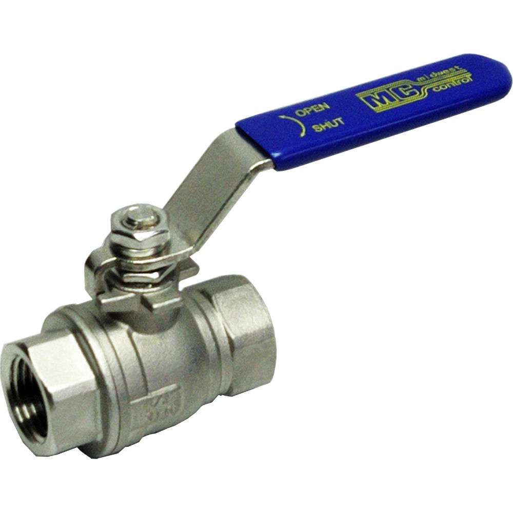 Midwest Control Standard Manual Ball Valve: 1-1/4" Pipe, Full Port, Stainless Steel - M-SSF-125
