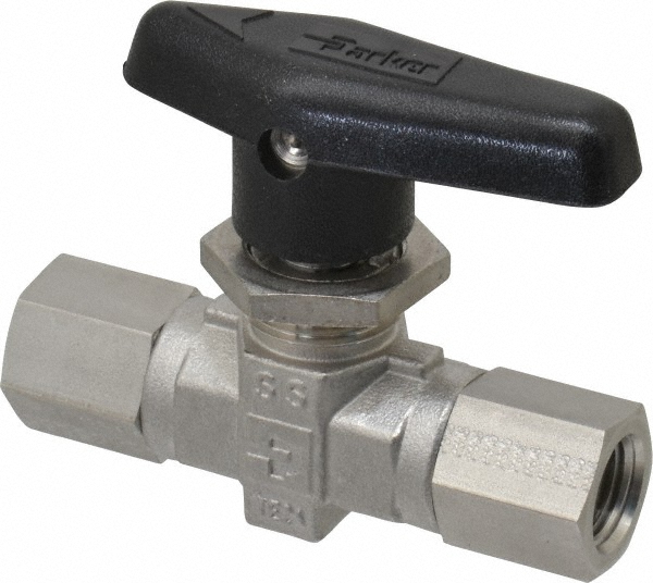Parker 2-Way Manual Ball Valve: 3/8" Pipe - 6Z-MB6LPFA-SSP
