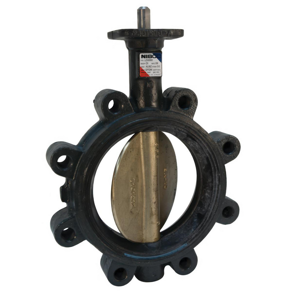 NIBCO Manual Lug Butterfly Valve: 10" Pipe, Bare Stem Handle - NLG090M