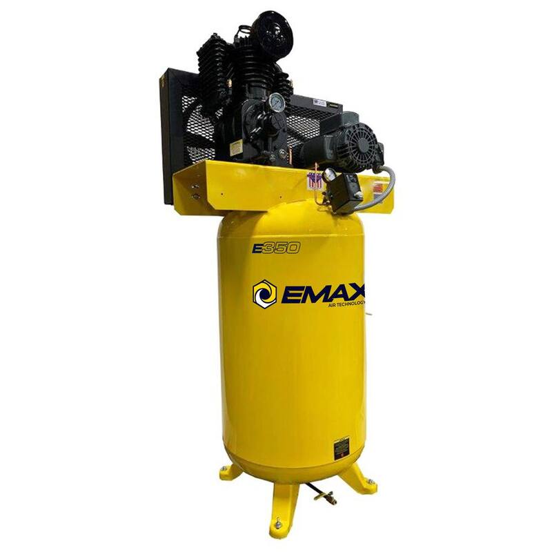 EMAX Industrial E350 Series 80 Gal.175 psi 5 HP 19 CFM 1-Phase 2-Stage Vertical Industrial Electric Air Compressor - HI05V080I1