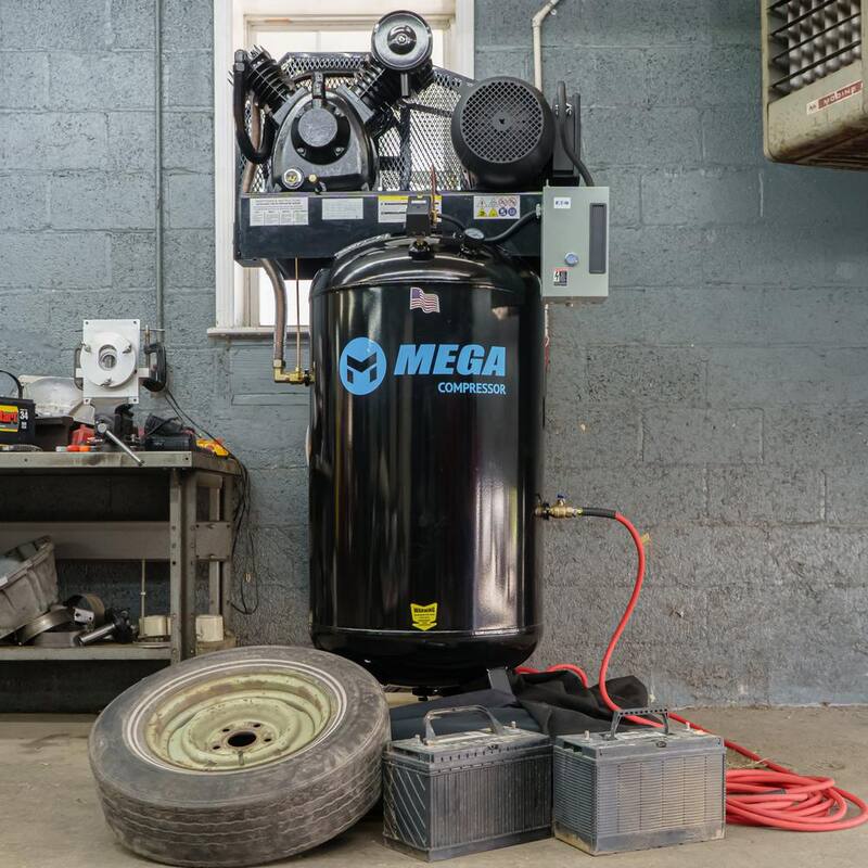 Mega Compressor 80 Gal. 7.5 HP 175 PSI Electric Upright Air Compressor with Mag Starter - MP-7580VM