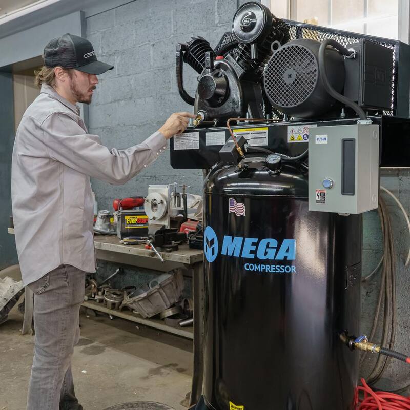 Mega Compressor 80 Gal. 7.5 HP 175 PSI Electric Upright Air Compressor with Mag Starter - MP-7580VM