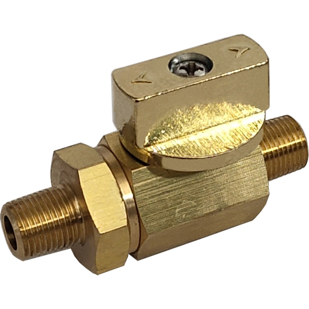 Midwest Control Miniature Manual Ball Valve: 1/8" Pipe, Full Port, Brass - BVRM-18MF