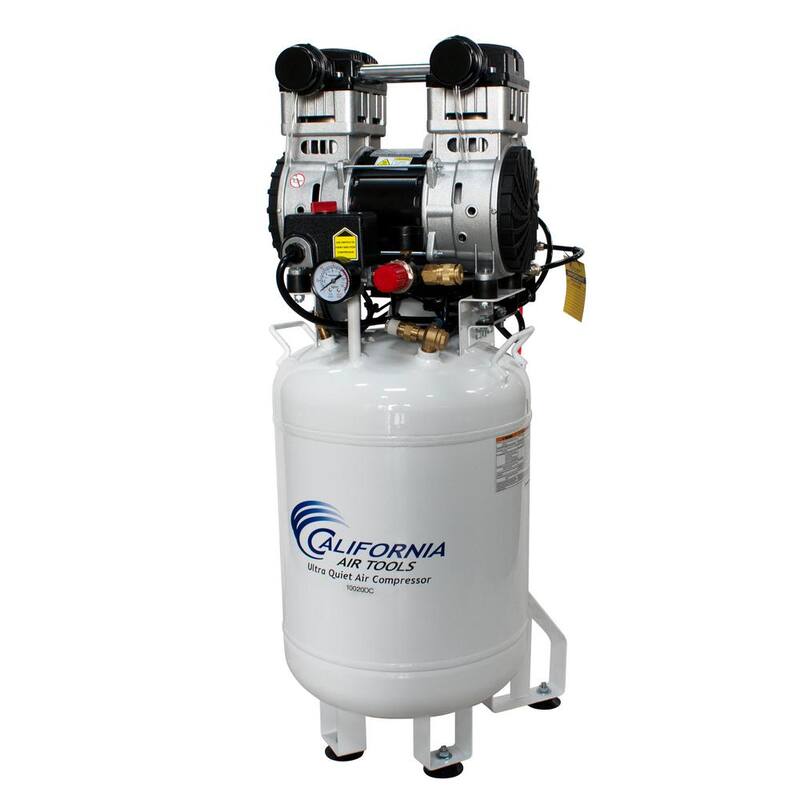 California Air Tools 10 Gal. 2 HP Ultra Quiet and Oil-Free Stationary Electric Air Compressor with Air Dryer and Auto Drain Valve - 10020DCAD