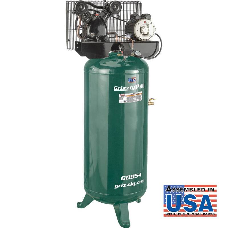 Grizzly PRO 60 Gal. 3 HP 125 PSI Stationary Corded Electric Air Compressor - G0954