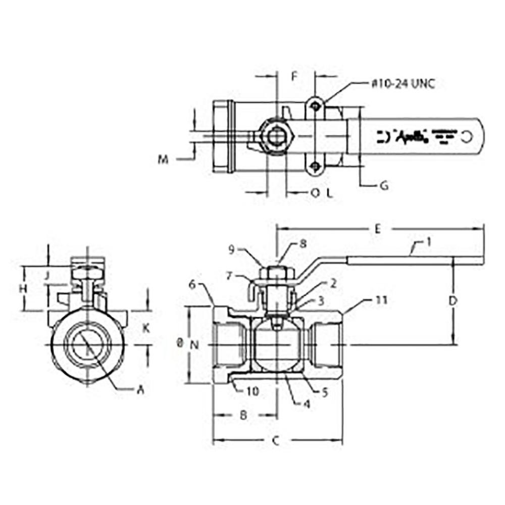 Apollo® Manual Ball Valve: 2" Pipe, Standard Port, Carbon Steel - 8914827