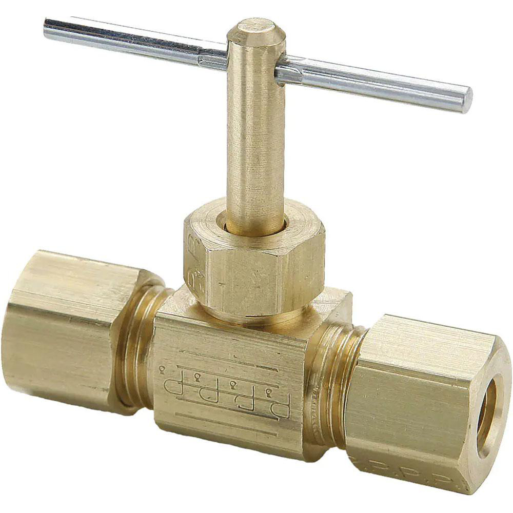 Specialty Mfr Needle Valve: Knob Handle, Straight, 1/4" Pipe, NPT End, Brass Body - 5890090