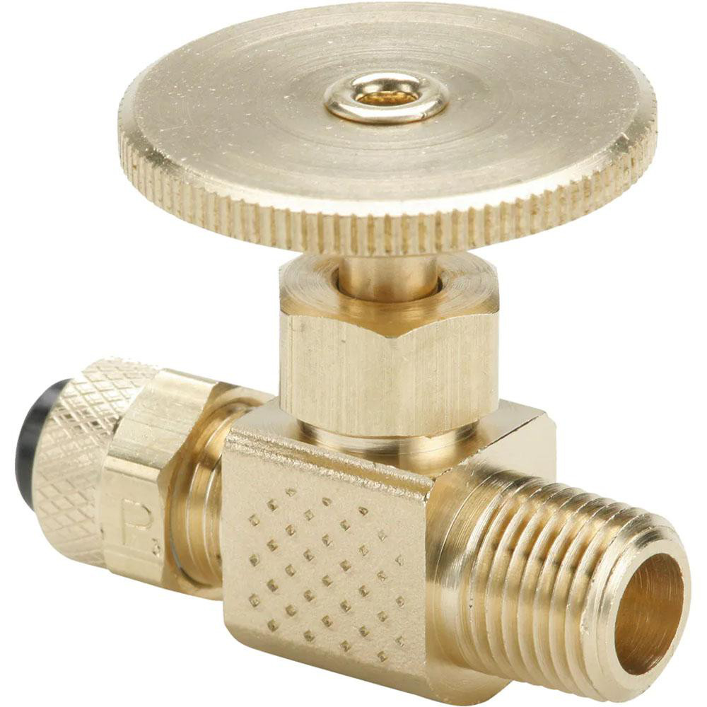 Specialty Mfr Needle Valve: Knob Handle, Straight, 1/4" Pipe, NPT End, Brass Body - 5890090