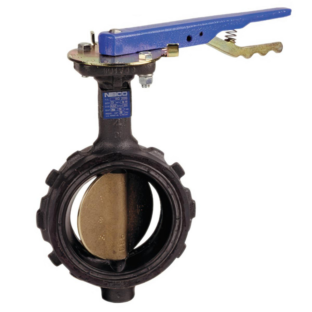 NIBCO Manual Wafer Butterfly Valve: 4" Pipe, Bare Stem Handle - NLH190H