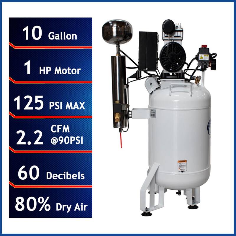 California Air Tools 10 Gal. 1 HP Stationary Electric Air Compressor with Air Drying System - 10010DC