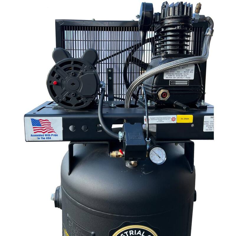 Unbranded Industrial Gold 60 Gal. 3.5 HP Vertical 1-Phase Low RPM 125-PSI Electric Air Compressor with Quiet Operation - CI51E61V
