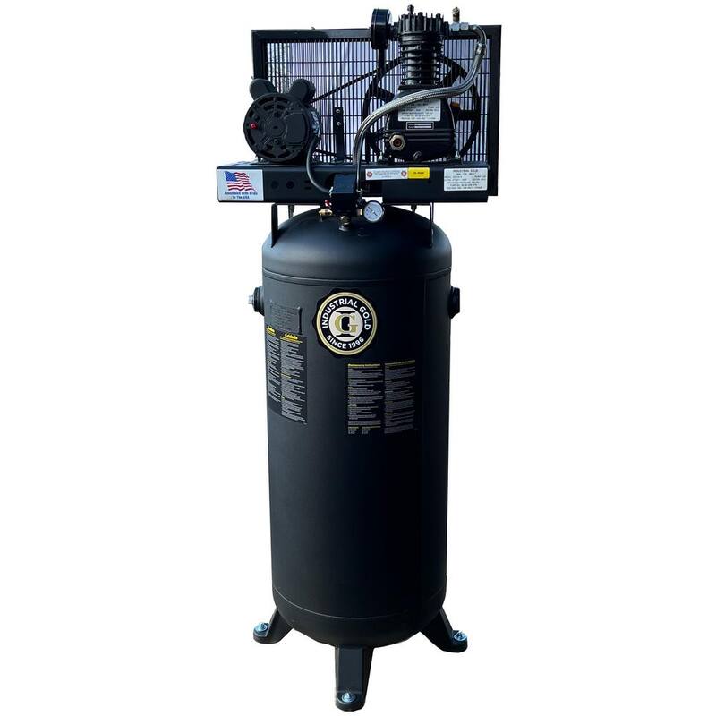Unbranded Industrial Gold 60 Gal. 3.5 HP Vertical 1-Phase Low RPM 125-PSI Electric Air Compressor with Quiet Operation - CI51E61V