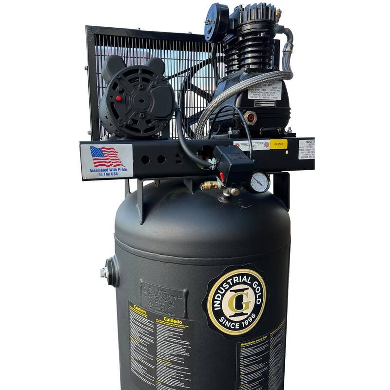 Unbranded Industrial Gold 60 Gal. 3.5 HP Vertical 1-Phase Low RPM 125-PSI Electric Air Compressor with Quiet Operation - CI51E61V