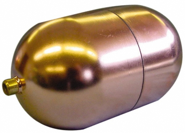 Made in USA 3" Diam x 7" Long, Oblong, Tubed Through Connection, Metal Float - OC3X720T12