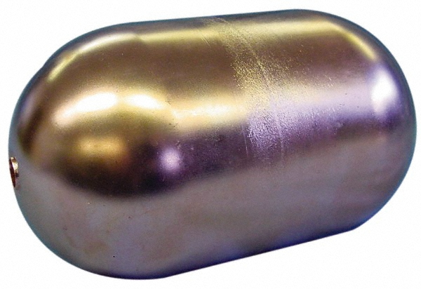 Made in USA 3" Diam x 7" Long, Oblong, Tubed Through Connection, Metal Float - OC3X720T12
