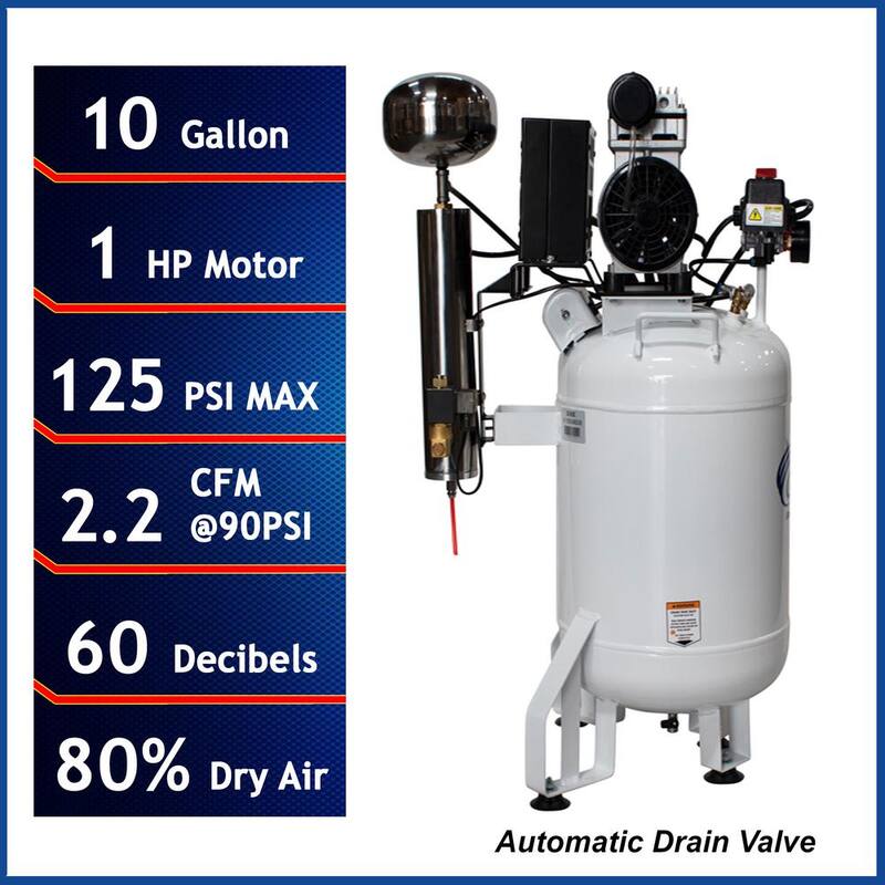 California Air Tools 10 Gal. 1 HP Stationary Electric Air Compressor with Air Dryer and Auto Drain Valve - 10010DCAD