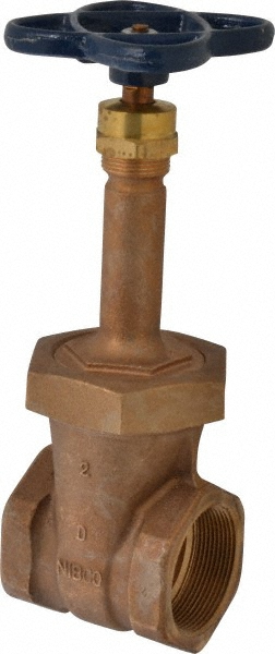 NIBCO Gate Valve: Rising Stem, 2" Pipe, Threaded, Bronze - NL1M00D