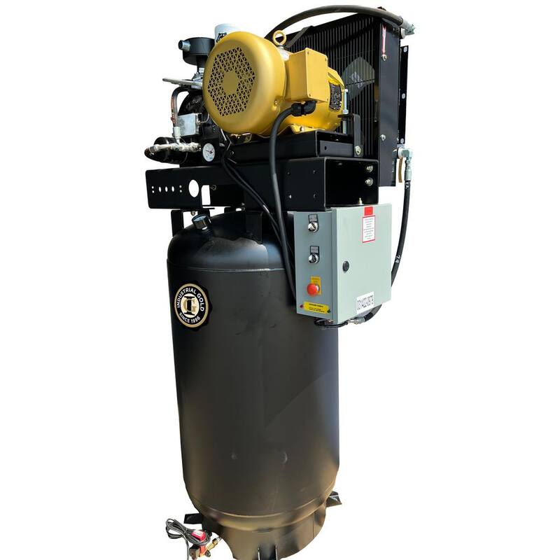 Unbranded Industrial Gold 80 Gal 7.5 HP Rotary Screw 1-Phase Low RPM 150 PSI Electric Air Compressor with Quiet Operation - R71V83