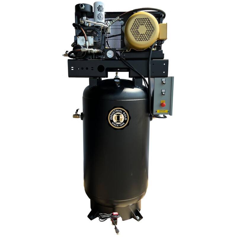 Unbranded Industrial Gold 80 Gal 7.5 HP Rotary Screw 1-Phase Low RPM 150 PSI Electric Air Compressor with Quiet Operation - R71V83